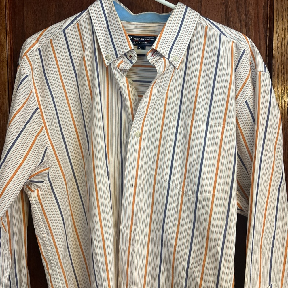 Alexander Julian Men's VTG 90s Button-down Shirts White Striped Size XL Cotton